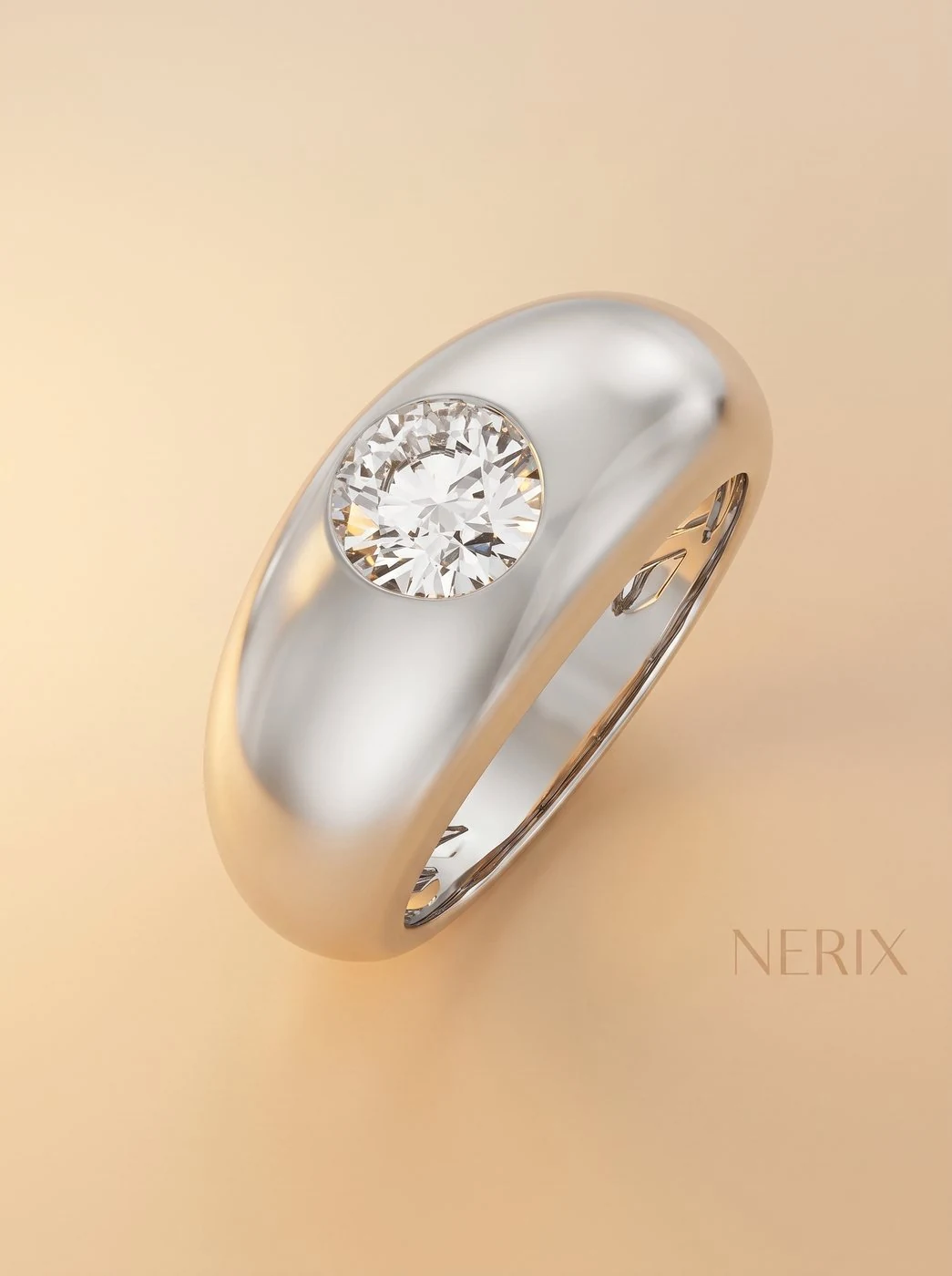 Wide Dome Flush-Set Ring by Nerix Jewels, made-to-order fine jewelry