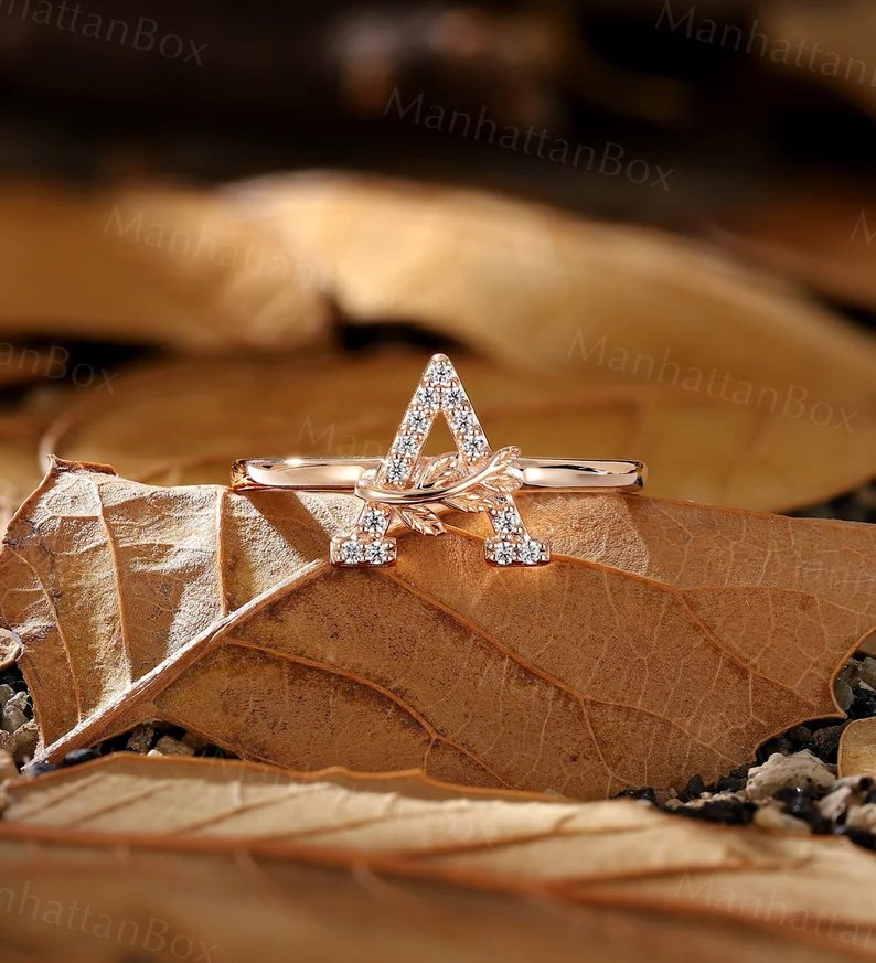 Initial letter ring with diamond accent