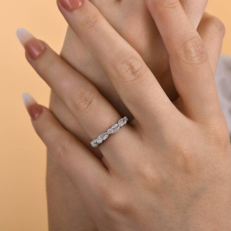 Thin diamond band worn on hand